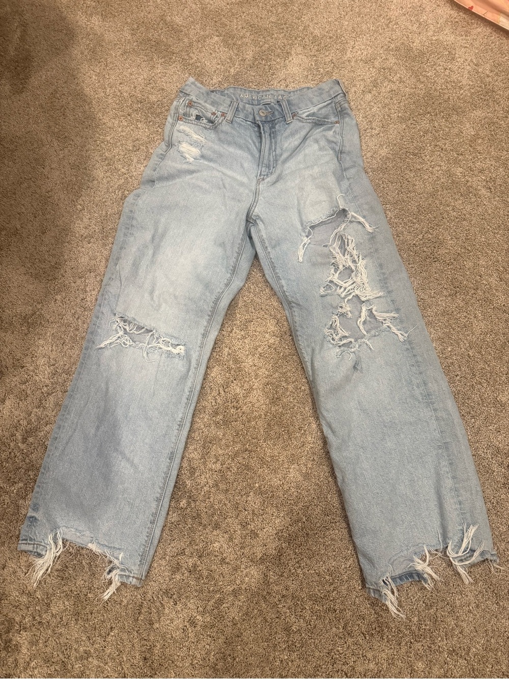 American Eagle Size 4 short Baggy Curvy Straight High Rise Jeans y2k